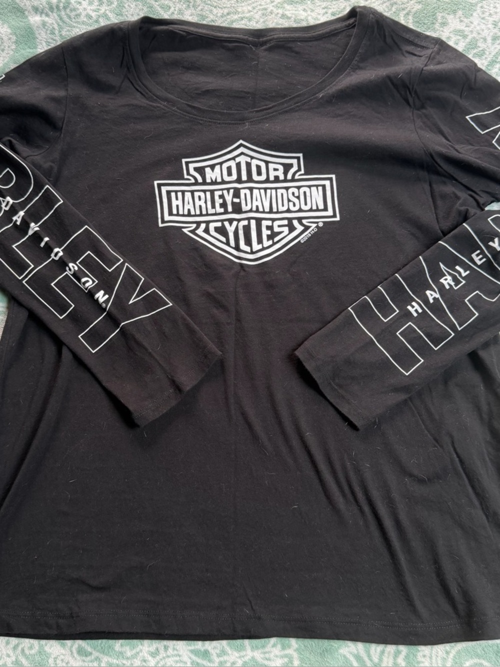 Harley-Davidson Black Long Sleeve Tee with White Bar & Shield Logo